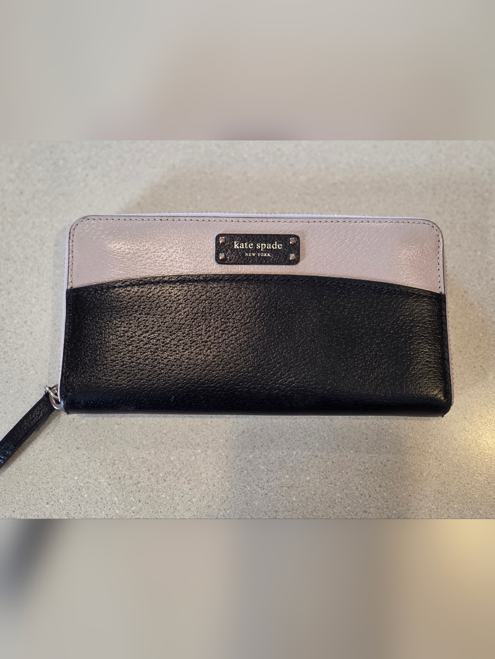kate spade Colorblock Leather Wallet - Black & Pale Pink
